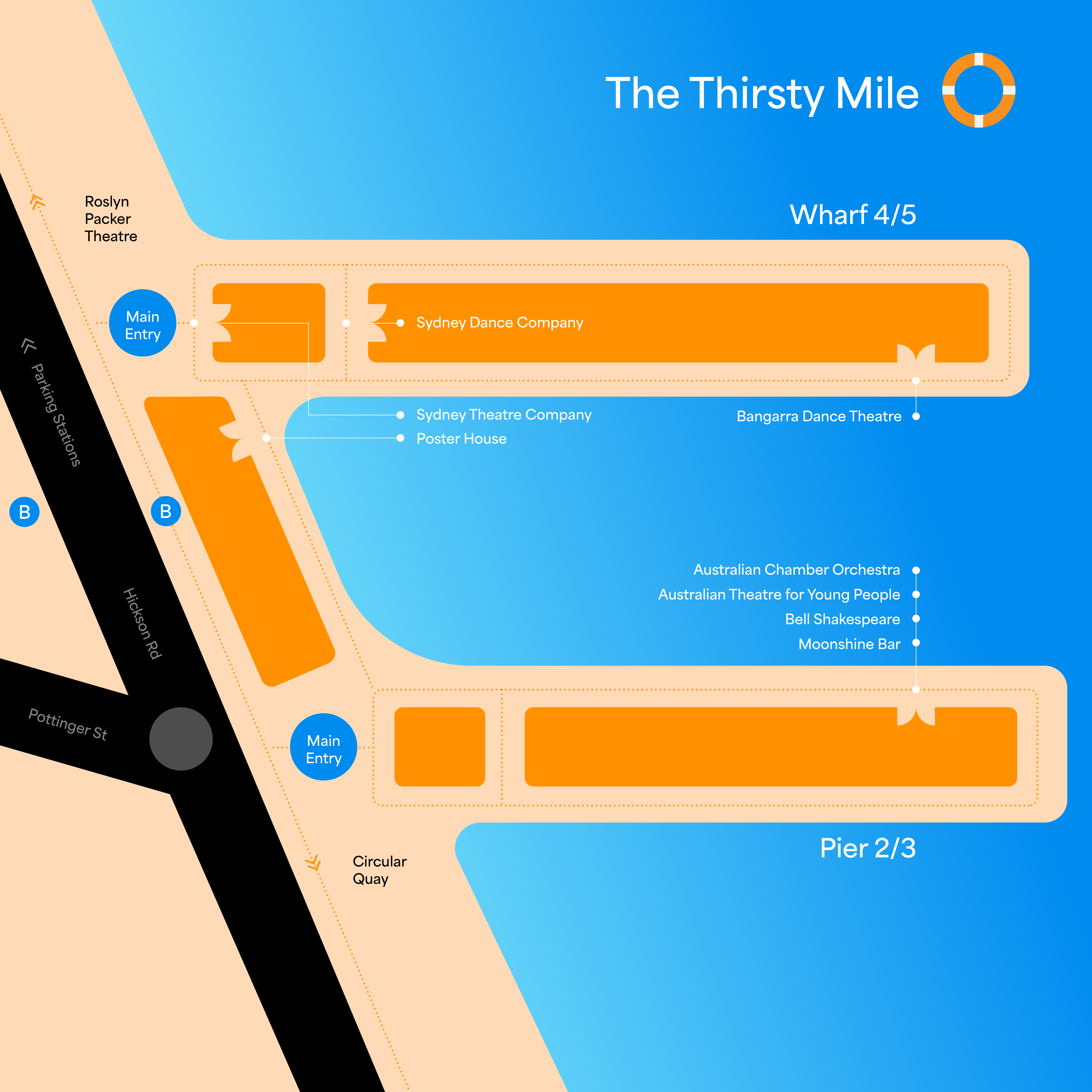 Map of Thirsty Mile venues